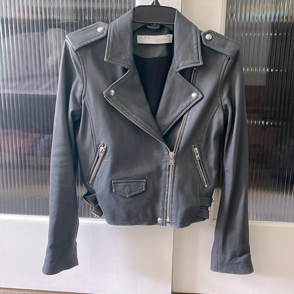 IRO - 40 Ashville Leather Moto Jacket - Gray